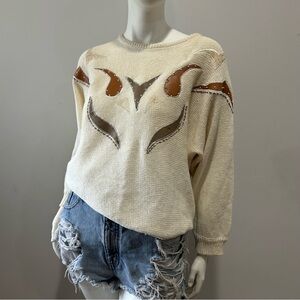 American Vintage Cream Sweater with Brown Accents